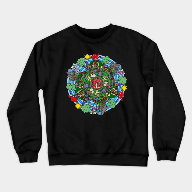 Gnome & Mushroom Mandala Crewneck Sweatshirt by gorff